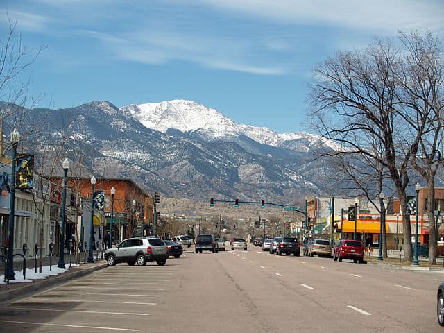 Colorado Springs Camping - https://upload.wikimedia.org/wikipedia/commons/thumb/4/44/Downtown_Colorado_Springs_3_by_David_Shankbone.jpg/640px-Downtown_Colorado_Springs_3_by_David_Shankbone.jpg