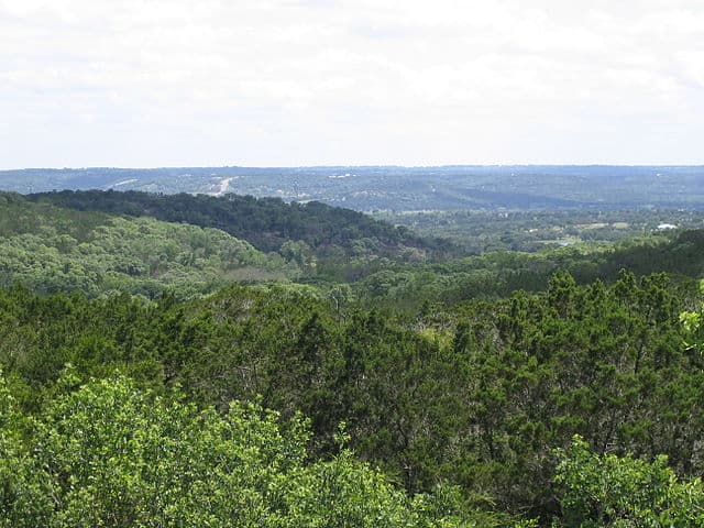 Texas Hill Country - https://upload.wikimedia.org/wikipedia/commons/thumb/d/dd/Texas_Hill_Country_Near_I-10%2C_2004.jpg/640px-Texas_Hill_Country_Near_I-10%2C_2004.jpg