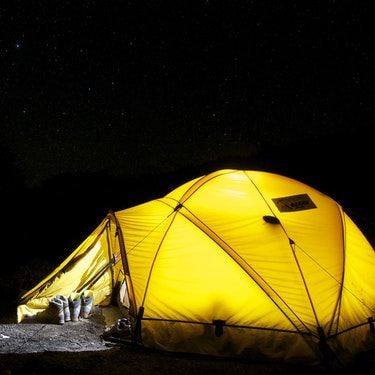 tent camping at night