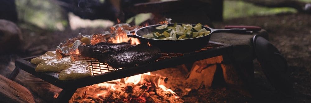outdoor-cooking-with-grill-and-pan