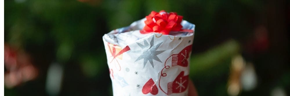 gift-in-red-and-white-wrapper-outdoor