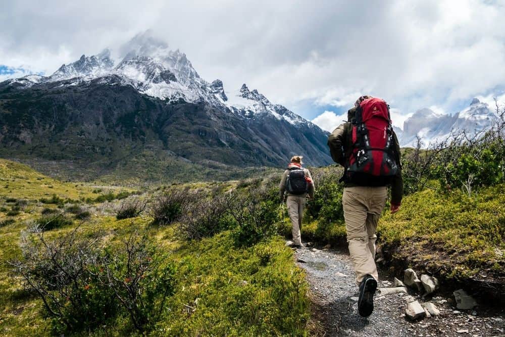 People hiking in mountains
