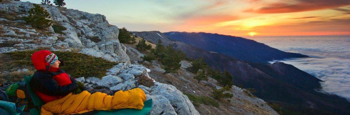 sleeping-bag-overlooking-great-mountain-view